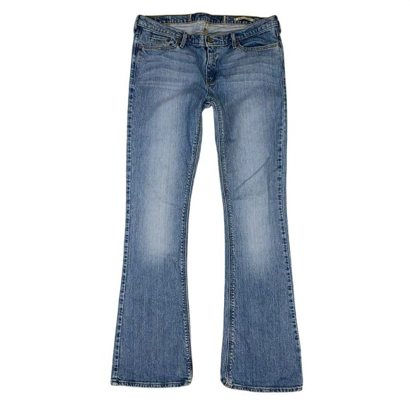 Hollister Junior's Light Wash Cali Flare Jeans Stretch Mid Rise, Size 11 - Picture 1 of 9